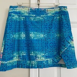 Tzu Tzu Ocean Blue Checkered Golf Skirt